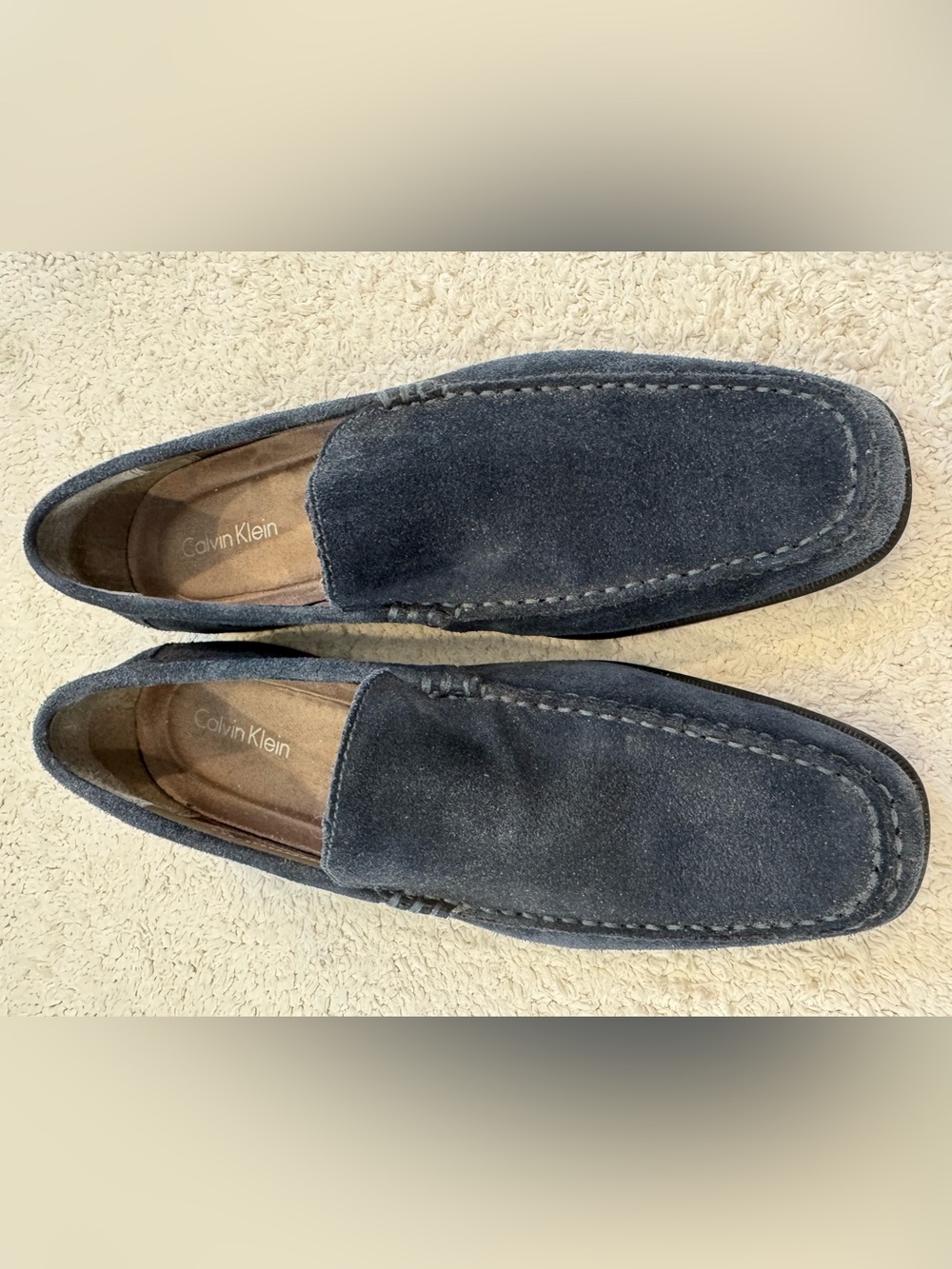 Calvin Klein Men's Dark Blue Suede Slip-On Loafers